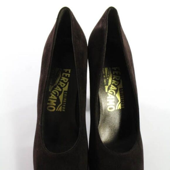 Salvatore Ferragamo Brown Suede Pumps 7 AA - Picture 3 of 6